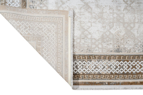 Microfiber Area Rug – Classic Beige Machine Made Rug With Cotton Base