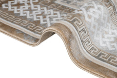 Microfiber Area Rug – Classic Beige Machine Made Rug With Cotton Base