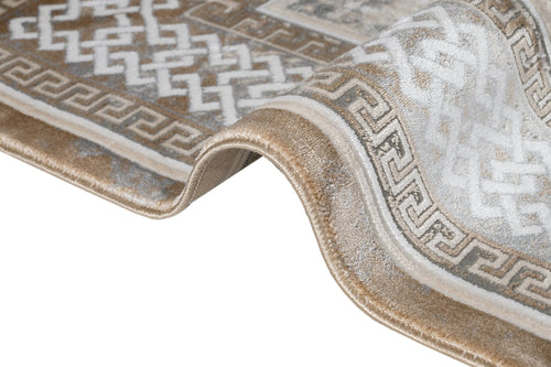 Microfiber Area Rug – Classic Beige Machine Made Rug With Cotton Base