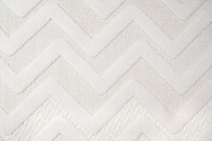 Chenille Area Rug – Machine Made Cream Zigzag Rug with Cotton Base