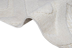 Chenille Area Rug – Machine Made Cream Zigzag Rug with Cotton Base