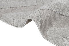 Grey Chenille Area Rug - Machine Made Zigzag Pattern Rug With Cotton Base