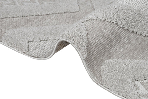 Grey Chenille Area Rug - Machine Made Zigzag Pattern Rug With Cotton Base