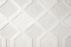 Cream Geometric Area Rug – Machine Made Chenille Rug with Cotton Base