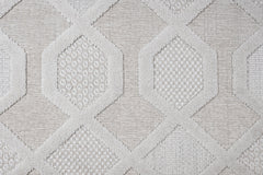 Grey Geometric Area Rug – Machine Made Chenille Carpet With Cotton Base