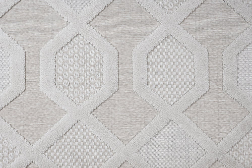 Grey Geometric Area Rug – Machine Made Chenille Carpet With Cotton Base