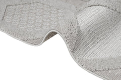 Grey Geometric Area Rug – Machine Made Chenille Carpet With Cotton Base