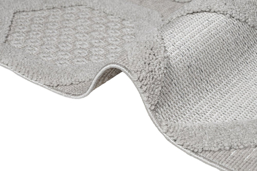 Grey Geometric Area Rug – Machine Made Chenille Carpet With Cotton Base