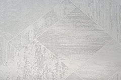 Microfiber Area Rug - Cream Geometric Machine Made Rug With Cotton Base