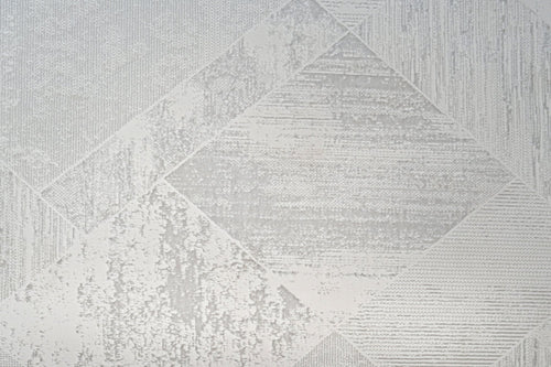 Microfiber Area Rug - Cream Geometric Machine Made Rug With Cotton Base