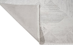 Microfiber Area Rug - Cream Geometric Machine Made Rug With Cotton Base