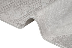 Microfiber Area Rug - Cream Geometric Machine Made Rug With Cotton Base