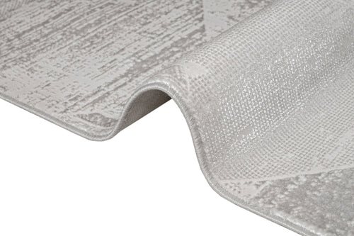 Microfiber Area Rug - Cream Geometric Machine Made Rug With Cotton Base