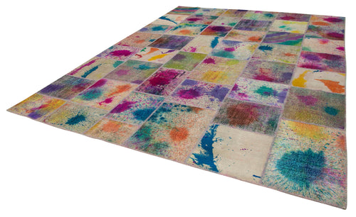 Kirk Yama Pink Patchwork Cotton Wool Handmade Area Rug 9'10'' x 13'4''