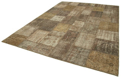 Kirk Yama Brown Patchwork Cotton Wool Handmade Area Rug 8'4'' x 11'5''