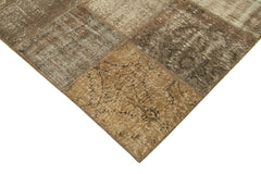 Kirk Yama Brown Patchwork Cotton Wool Handmade Area Rug 8'4'' x 11'5''