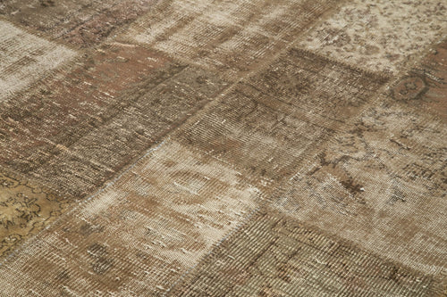 Kirk Yama Brown Patchwork Cotton Wool Handmade Area Rug 8'4'' x 11'5''