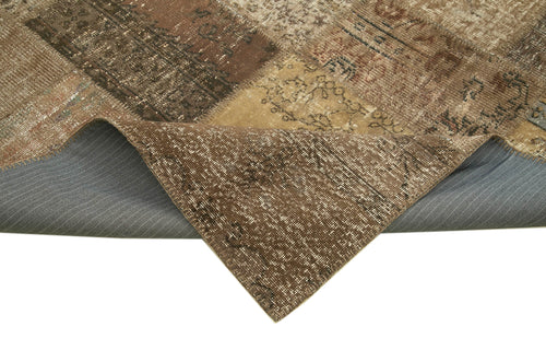 Kirk Yama Brown Patchwork Cotton Wool Handmade Area Rug 8'4'' x 11'5''