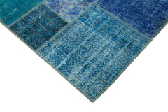 Kirk Yama Blue Patchwork Cotton Wool Handmade Area Rug 8'6'' x 11'7''