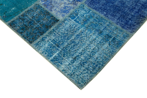 Kirk Yama Blue Patchwork Cotton Wool Handmade Area Rug 8'6'' x 11'7''