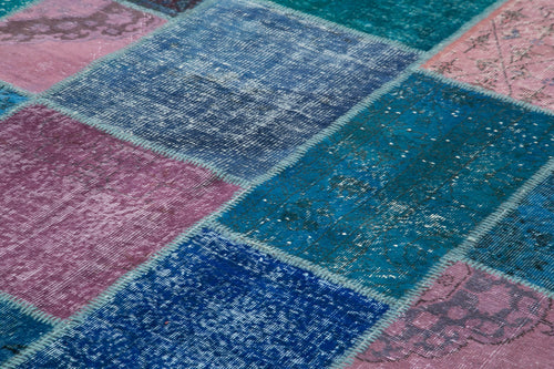 Kirk Yama Blue Patchwork Cotton Wool Handmade Area Rug 8'6'' x 11'7''