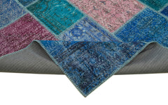 Kirk Yama Blue Patchwork Cotton Wool Handmade Area Rug 8'6'' x 11'7''