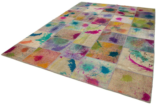 Kirk Yama Grey Patchwork Cotton Wool Handmade Area Rug 8'3'' x 11'5''