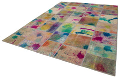 Kirk Yama Pink Patchwork Cotton Wool Handmade Area Rug 8'3'' x 11'5''