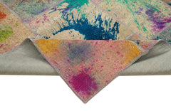 Handmade Area Rug - Pink Patchwork Cotton Wool Vintage Turkish Carpet 8'2''x11'7''