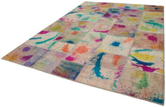 Kirk Yama Pink Patchwork Cotton Wool Handmade Area Rug 8'3'' x 11'7''