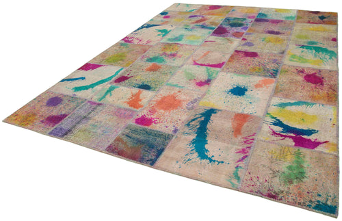 Kirk Yama Pink Patchwork Cotton Wool Handmade Area Rug 8'3'' x 11'7''