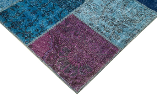 Kirk Yama Turquoise Patchwork Cotton Wool Handmade Area Rug 8'3'' x 11'7''