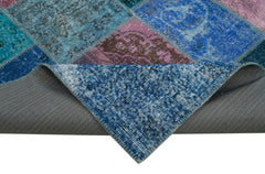 Kirk Yama Turquoise Patchwork Cotton Wool Handmade Area Rug 8'3'' x 11'7''