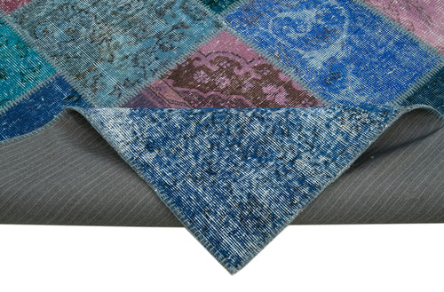 Kirk Yama Turquoise Patchwork Cotton Wool Handmade Area Rug 8'3'' x 11'7''