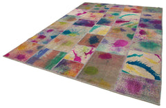 Kirk Yama Pink Patchwork Cotton Wool Handmade Area Rug 8'3'' x 11'6''