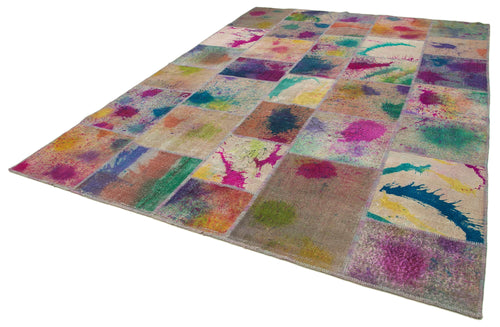 Kirk Yama Pink Patchwork Cotton Wool Handmade Area Rug 8'3'' x 11'6''