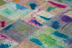 Kirk Yama Pink Patchwork Cotton Wool Handmade Area Rug 8'3'' x 11'6''