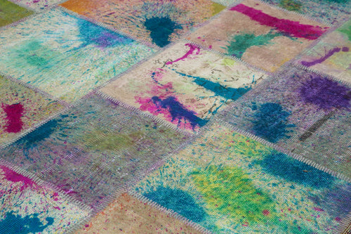 Kirk Yama Pink Patchwork Cotton Wool Handmade Area Rug 8'3'' x 11'6''