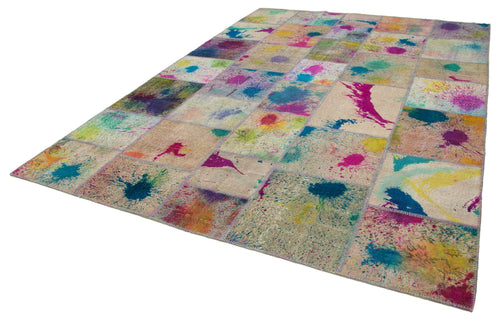Kirk Yama Pink Patchwork Cotton Wool Handmade Area Rug 8'3'' x 11'7''