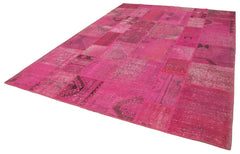 Kirk Yama Pink Patchwork Cotton Wool Handmade Area Rug 8'6'' x 11'8''