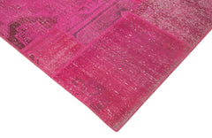 Kirk Yama Pink Patchwork Cotton Wool Handmade Area Rug 8'6'' x 11'8''