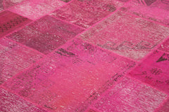 Kirk Yama Pink Patchwork Cotton Wool Handmade Area Rug 8'6'' x 11'8''