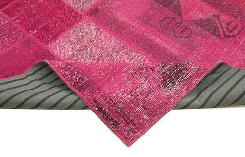 Kirk Yama Pink Patchwork Cotton Wool Handmade Area Rug 8'6'' x 11'8''