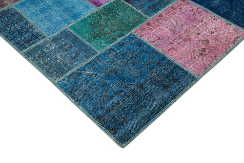 Kirk Yama Blue Patchwork Cotton Wool Handmade Area Rug 8'1'' x 9'11''