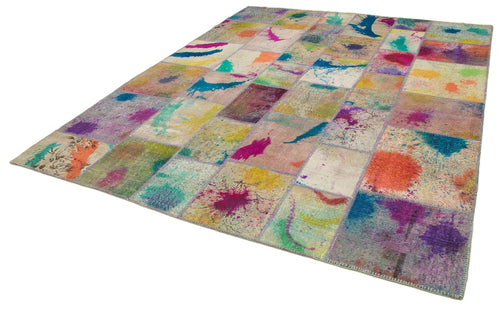 Kirk Yama Pink Patchwork Cotton Wool Handmade Area Rug 8'1'' x 10'1''