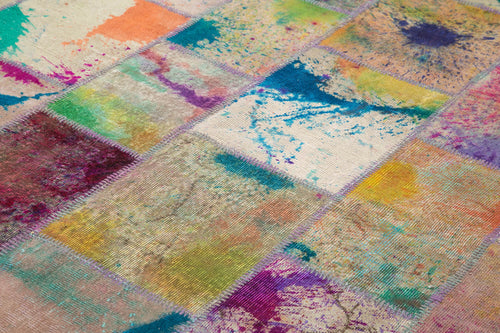 Kirk Yama Pink Patchwork Cotton Wool Handmade Area Rug 8'1'' x 10'1''