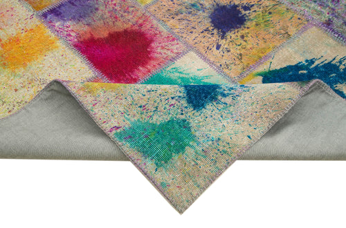 Kirk Yama Pink Patchwork Cotton Wool Handmade Area Rug 8'1'' x 10'1''