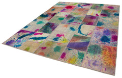 Kirk Yama Pink Patchwork Cotton Wool Handmade Area Rug 7'9'' x 10'0''