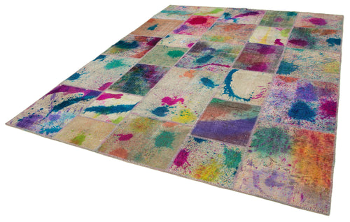 Kirk Yama Pink Patchwork Cotton Wool Handmade Area Rug 7'9'' x 10'0''