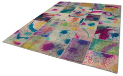 Kirk Yama Pink Patchwork Cotton Wool Handmade Area Rug 7'10'' x 10'1''